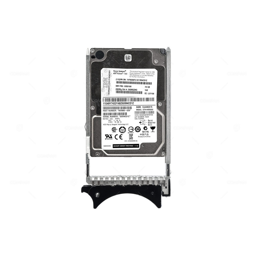 00E6168 IBM 73GB 15K SAS 2.5 SFF HARD DRIVE 74Y9206
